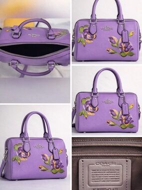 COACH Lavender Purple Floral Leather Satchel